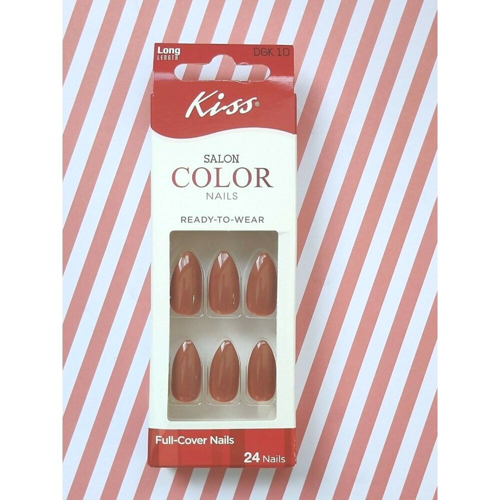 Kiss Press On Full Cover Nails - Ready to Wear Burnt Sienna - Almond - 24 Pieces